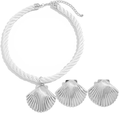 Shell Necklaces for Women Gold Seashell Earrings Set Big Seashell Jewelry Summer Beachy Necklace Beach Jewelry in Kuwait