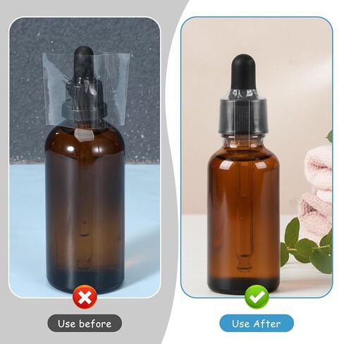 200 قطعة من غلاف الانكماش للزجاجات، أشرطة انكماش شفافة مقاس 50 × 30 مم، سدادات حرارية قابلة للانكماش مع خطين سهل التمزق لزجاجات أنبوب اختبار زجاجات الزيوت العطرية in Kuwait