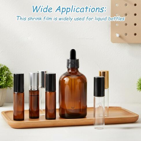 200 قطعة من غلاف الانكماش للزجاجات، أشرطة انكماش شفافة مقاس 50 × 30 مم، سدادات حرارية قابلة للانكماش مع خطين سهل التمزق لزجاجات أنبوب اختبار زجاجات الزيوت العطرية in Kuwait