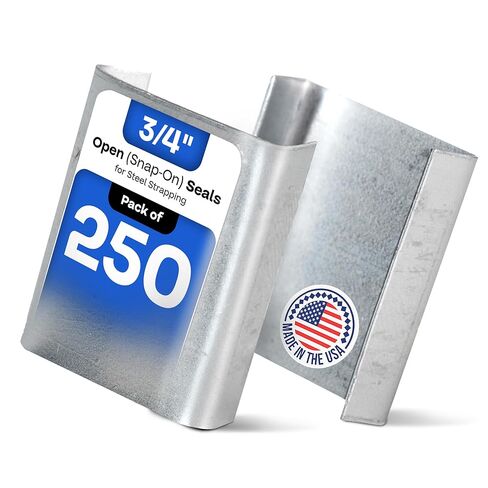 IDL Packaging Open (Snap-On) Seals for 1/2" Strap Width Steel Strapping (Pack of 100) - Superior Holding Power - Sturdy Metal Clips for Securing Heavy Packaging and Pallet Banding in Kuwait