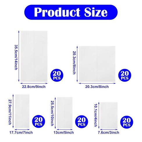 100 قطعة من أغلفة الانكماش الحراري، أكياس تغليف بيضاء، أنبوب للأكواب والأكواب والأكواب والمزيد، 5 أحجام مختلفة، 9 × 14 بوصة، 8 × 8 بوصة، 7 × 11 بوصة، 5 × 10 بوصة، 3 × 4 بوصة in Kuwait