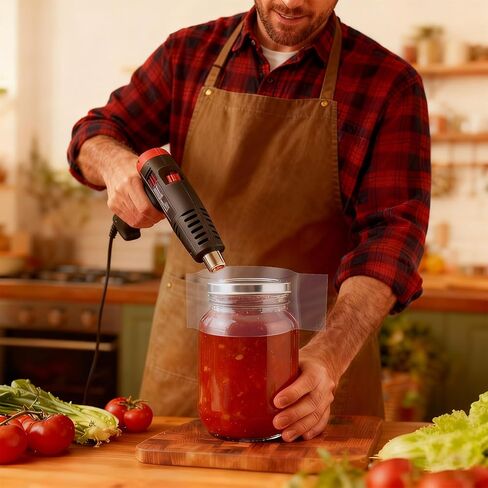 600 قطعة من الأربطة المنكمشة لتغليف الزجاجات والجرار - سدادات زجاجات شفافة قابلة للانكماش بالحرارة 190 × 56 مم لف شريط مثقوب لزجاجات برطمانات ميسون ذات فم واسع 4-11/16 بوصة، شموع صابون آمن للطعام وسهل التمزق in Kuwait