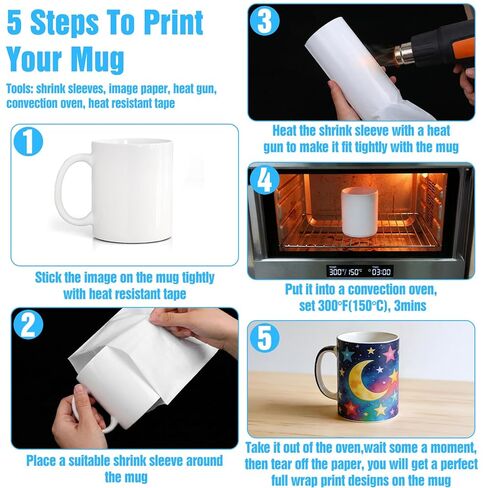 100 قطعة من الأكمام المنكمشة بالتسامي مقاس 8 × 12 بوصة، طبقة منكمش لنقل الحرارة من PET للأكواب والأكواب والأكواب والحرف اليدوية والهدايا الشخصية in Kuwait