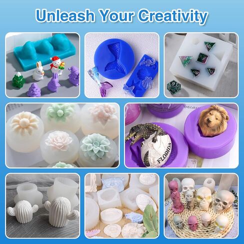 LET'S RESIN UV Resin Kit with Light & Silicone Rubber Mold Making Kit 36oz, Flexible & Bubble Free Silicone Mold Making, 20A Translucent & Fast Cure Liquid Silicone in Saudi Arabia