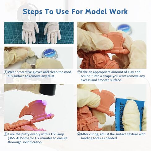 Toothpaste-Like Consistency Light Curing Putty 15g and 5g UV Putty kit, 365-405nm Fast Cure, Sand & Paint Ready, Opaque Multi-Surface Repair Filler for Crafts & 3D Prints in Kuwait