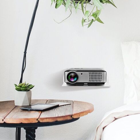 رف جهاز العرض وحامل جدار جهاز التوجيه، حامل معدني، حامل أبيض، صينية جهاز عرض مثبتة على الحائط للمنزل والمكتب والحمام ومنظم صندوق الكابلات in Kuwait