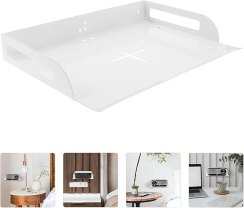 رف جهاز العرض وحامل جدار جهاز التوجيه، حامل معدني، حامل أبيض، صينية جهاز عرض مثبتة على الحائط للمنزل والمكتب والحمام ومنظم صندوق الكابلات in Kuwait