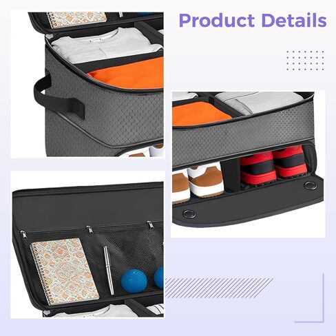Golf Trunk Organizer With Shoe Compartment, Oxford Fabric Car Storage Suitcase, Double-Layer Golf Gear Storage in Kuwait