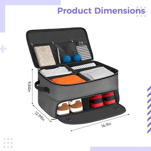 Golf Trunk Organizer With Shoe Compartment, Oxford Fabric Car Storage Suitcase, Double-Layer Golf Gear Storage in Kuwait