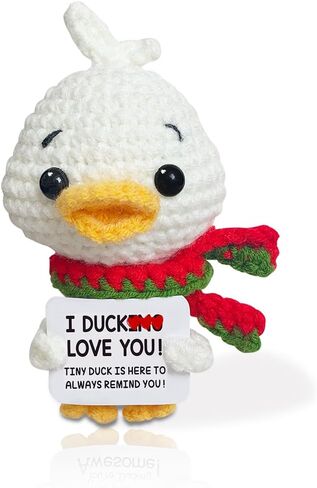 Positive Duck Crochet Animals Positive Mini Emotional Support Plush Funny Knitted Stuffed Animal Unique Holiday Birthday Inspriation Gift for Women Mem Sister Friends in Kuwait