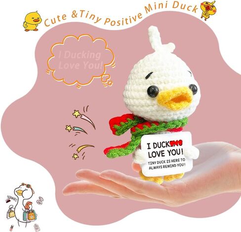 Positive Duck Crochet Animals Positive Mini Emotional Support Plush Funny Knitted Stuffed Animal Unique Holiday Birthday Inspriation Gift for Women Mem Sister Friends in Kuwait