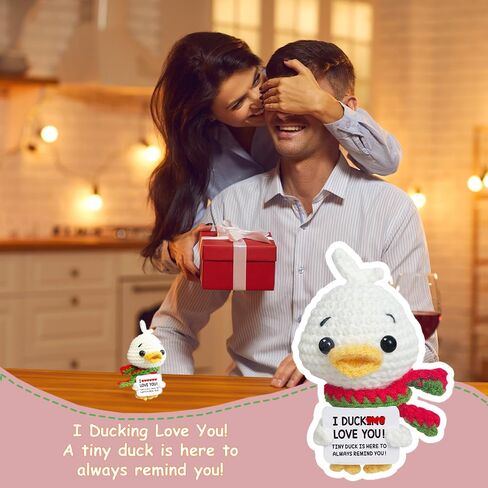 Positive Duck Crochet Animals Positive Mini Emotional Support Plush Funny Knitted Stuffed Animal Unique Holiday Birthday Inspriation Gift for Women Mem Sister Friends in Kuwait