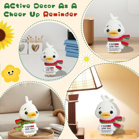 Positive Duck Crochet Animals Positive Mini Emotional Support Plush Funny Knitted Stuffed Animal Unique Holiday Birthday Inspriation Gift for Women Mem Sister Friends in Kuwait