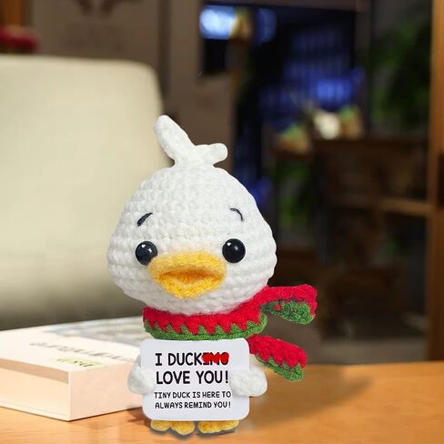 Positive Duck Crochet Animals Positive Mini Emotional Support Plush Funny Knitted Stuffed Animal Unique Holiday Birthday Inspriation Gift for Women Mem Sister Friends in Kuwait
