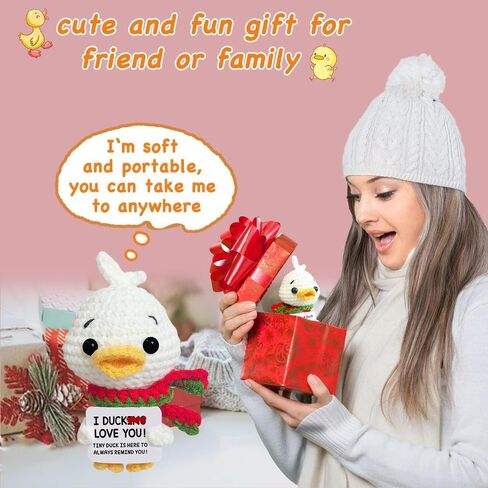 Positive Duck Crochet Animals Positive Mini Emotional Support Plush Funny Knitted Stuffed Animal Unique Holiday Birthday Inspriation Gift for Women Mem Sister Friends in Kuwait