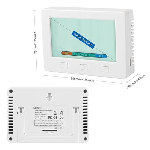 درجة الحرارة والرطوبة الداخلية، مستشعران داخل وخارج USB لتصدير 260000 مجموعة من تخزين البيانات، إنذار عالي ومنخفض، تحديث القيم في 5 ثوانٍ، مسجل البيانات in Saudi Arabia