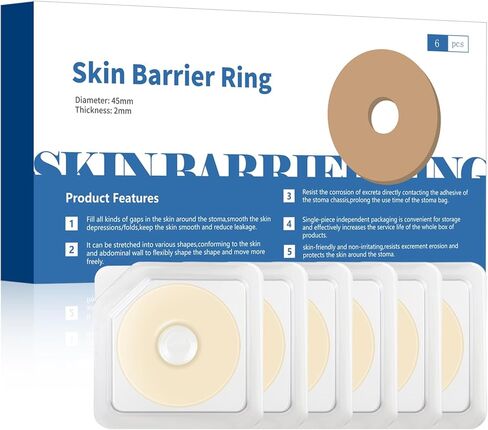 6 عبوات من حلقات حاجز الفغرة بسُمك 2 مم وشريط غرواني مائي قابل للتشكيل وأختام متماسكة لفغر القولون وفغر اللفائفي وأكياس فغر البول in Kuwait