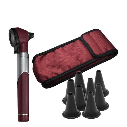 منظار الأذن الصغير - منظار الأذن مع ضوء للأطفال والكبار - كاشف عدوى الأذن يأتي مع 10 منظار، و1 ضوء إضافي وحقيبة (كستنائي) in Kuwait