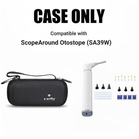 حافظة لمنظار الأذن ScopeAround مع كاميرا أذن خفيفة رؤية مزدوجة وملحقات، حافظة متوافقة مع منظار الأذن ScopeAround SASA39W - حقيبة تنظيم تخزين متينة واقية أثناء السفر (أسود) in Saudi Arabia