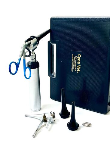 Otoscope Kit with Alligator Forceps Specula Extra Bulbs Veterinary Diagnostics Instrument Kit - Artlab in Kuwait