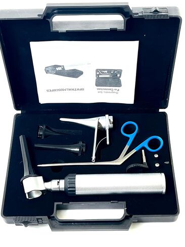 Otoscope Kit with Alligator Forceps Specula Extra Bulbs Veterinary Diagnostics Instrument Kit - Artlab in Kuwait
