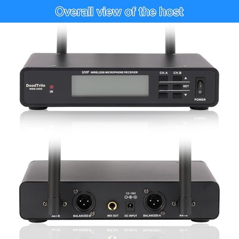 Professional Dual Wireless Microphone System, Black LCD Display, 2 Handheld Mics, Digital Channel Display, Rack Mountable Receiver in Saudi Arabia