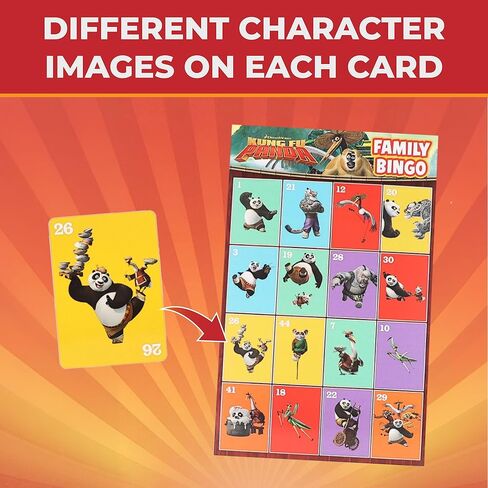 Aquarius Kung Fu Panda Family Bingo Game - Official Licensed Party Game for Kids and Adults, Movie Night Game for Family Game Night, 2–8 Players, Ages 8+ in Saudi Arabia