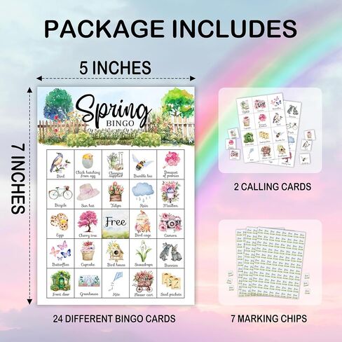 Spring Bingo Card, Camping Bingo Game for Adults Large Group, Spring Party Favors Decorations, Easter Party Bingo Sets, Outdoor Spring Games for Family Friends, Holiday Bingo Games for 24 Players -19 in Saudi Arabia