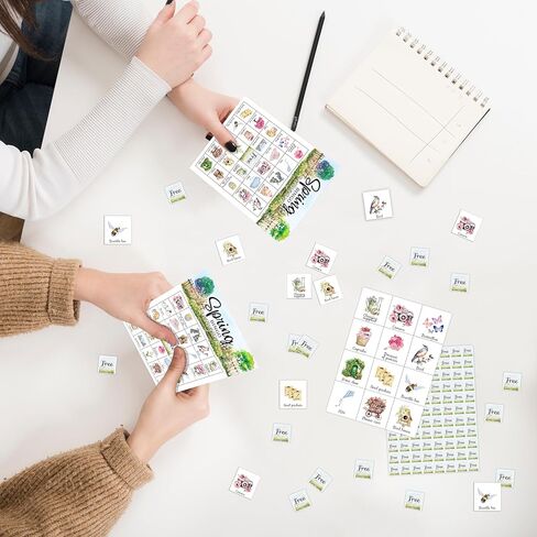 Spring Bingo Card, Camping Bingo Game for Adults Large Group, Spring Party Favors Decorations, Easter Party Bingo Sets, Outdoor Spring Games for Family Friends, Holiday Bingo Games for 24 Players -19 in Saudi Arabia