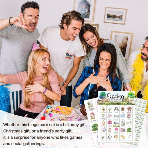 Spring Bingo Card, Camping Bingo Game for Adults Large Group, Spring Party Favors Decorations, Easter Party Bingo Sets, Outdoor Spring Games for Family Friends, Holiday Bingo Games for 24 Players -19 in Saudi Arabia