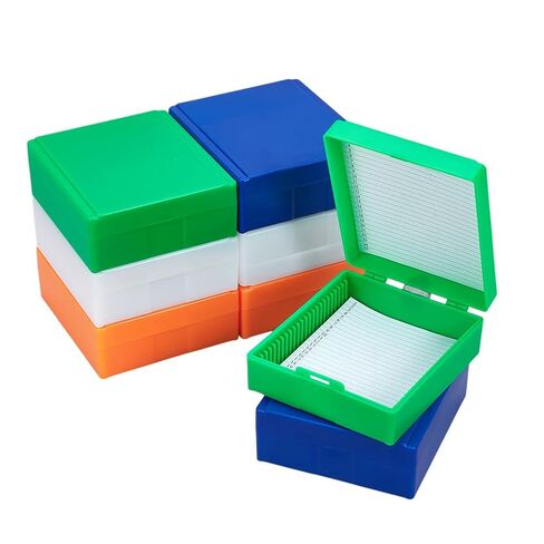 OLYCRAFT 8Pcs 4 Colors Plastic Microscope Slide Holder 25-Place Microscope Slide Storage Box Plastic Slides Holder for 25x75mm Microslide Glass Slides Box for Lab Home Specimen Observation in Saudi Arabia