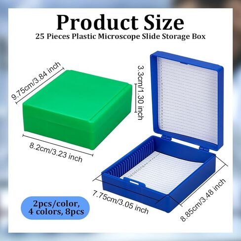 OLYCRAFT 8Pcs 4 Colors Plastic Microscope Slide Holder 25-Place Microscope Slide Storage Box Plastic Slides Holder for 25x75mm Microslide Glass Slides Box for Lab Home Specimen Observation in Saudi Arabia