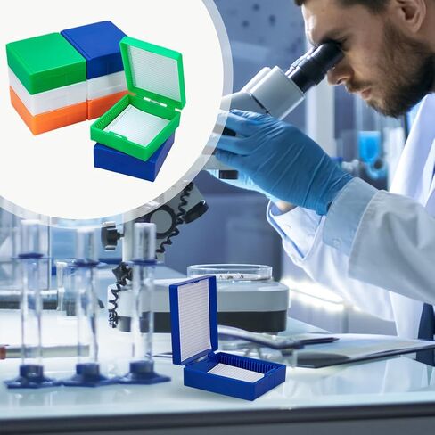OLYCRAFT 8Pcs 4 Colors Plastic Microscope Slide Holder 25-Place Microscope Slide Storage Box Plastic Slides Holder for 25x75mm Microslide Glass Slides Box for Lab Home Specimen Observation in Saudi Arabia