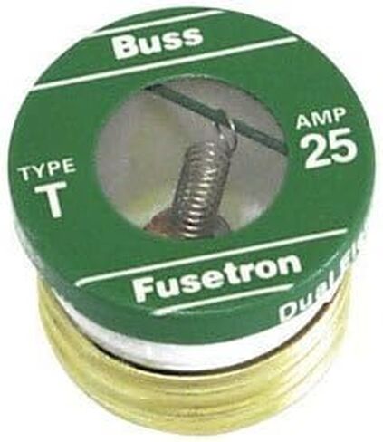 Bussmann T-25 25 Amp Type T Time-Delay Dual-Element Edison Base Plug Fuse, 125V UL Listed by Bussmann in Saudi Arabia