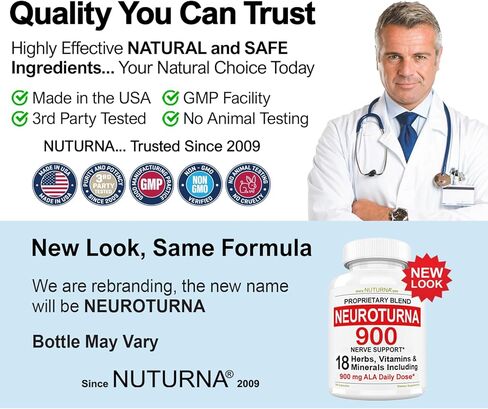 Neuroturna Support Supplement with 900 mg Alpha Lipoic Acid - Advanced ALA Formula for Feet Hands Fingers Legs - Ultra Potent 18 in 1 Natural Vitamins - 180 Capsules in Kuwait