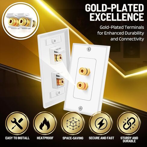 TNP Banana Jack Keystone Insert (Set of 2) - Stereo Speaker Banana Connector Binding Post Snap in Adapter Socket Female Port Inline Coupler for Wall Plate Outlet Panel, 2 Channel Black + Red (1 Pack) in Kuwait