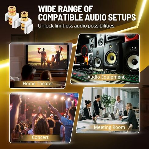 TNP Banana Jack Keystone Insert (Set of 2) - Stereo Speaker Banana Connector Binding Post Snap in Adapter Socket Female Port Inline Coupler for Wall Plate Outlet Panel, 2 Channel Black + Red (1 Pack) in Kuwait