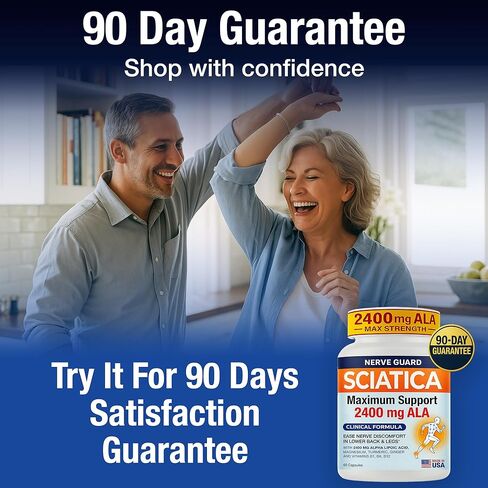 Sciatica Relief Supplement with 2400 mg Alpha Lipoic Acid – Maximum Strength Sciatic Nerve Support for Lower Back & Legs – 2400mg ALA, Vitamins, Magnesium, Turmeric & Ginger – 60 Capsules in Saudi Arabia