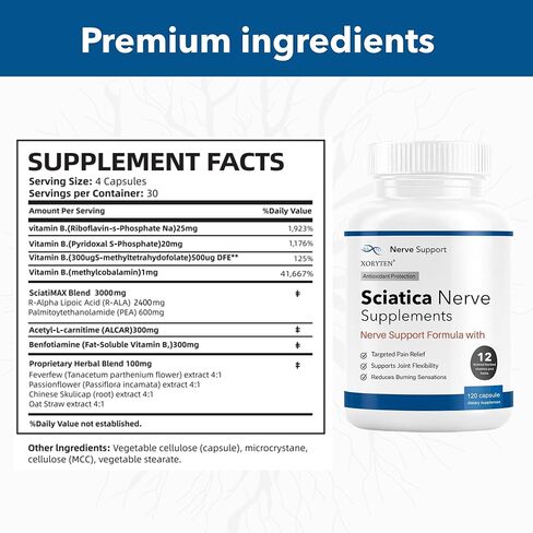 تخفيف آلام العصب الوركي | مستخلصات نباتية | مكونات مختارة بعناية، جودة ممتازة، 120 كبسولة in Kuwait