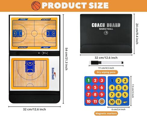 Magnetic Basketball Coaching Board Coaches Clipboard Tactical Board Kit with Dry Erase Surface, Portable Strategy Coach Board in Saudi Arabia