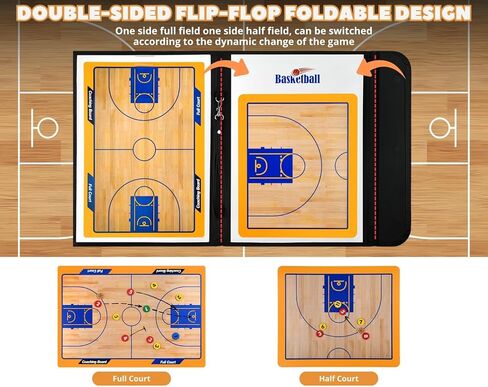 Magnetic Basketball Coaching Board Coaches Clipboard Tactical Board Kit with Dry Erase Surface, Portable Strategy Coach Board in Saudi Arabia
