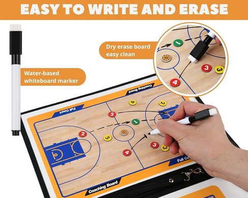 Magnetic Basketball Coaching Board Coaches Clipboard Tactical Board Kit with Dry Erase Surface, Portable Strategy Coach Board in Saudi Arabia