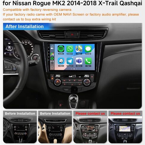 ASURE Android Car Stereo Radio لـ Nissan Rogue X-Trail Qashiqai 2014-2018،10.1 بوصة 4Core 2G+32G CARPLAY WIROID Android Auto Auto Auto Mavigation GPS GPS مع 1280 × 800 HD شاشة اللمس in Kuwait
