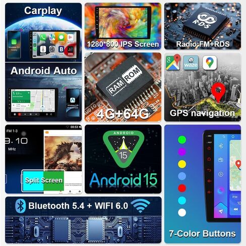 ASURE Android Car Stereo Radio لـ Nissan Rogue X-Trail Qashiqai 2014-2018،10.1 بوصة 4Core 2G+32G CARPLAY WIROID Android Auto Auto Auto Mavigation GPS GPS مع 1280 × 800 HD شاشة اللمس in Kuwait
