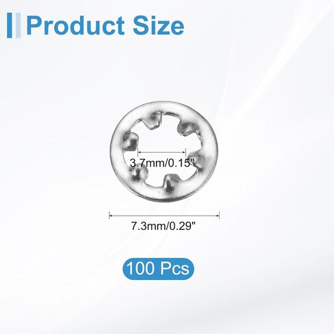 uxcell 100Pcs 6# Internal Tooth Lock Washer, 304 Stainless Steel Multi-Tooth Star Washer Locking Fastener, Silver Tone in Saudi Arabia