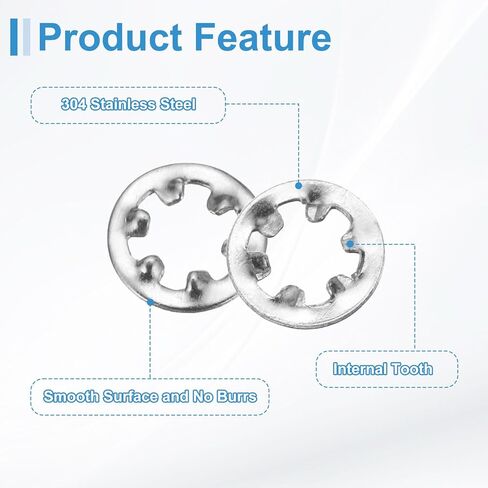 uxcell 100Pcs 6# Internal Tooth Lock Washer, 304 Stainless Steel Multi-Tooth Star Washer Locking Fastener, Silver Tone in Saudi Arabia