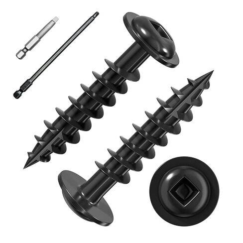 (Black) Pocket Hole Screws # 8 * 3/4 "200pcs 1lbs Square Hole Wood Screws and Round Head Square Hole self Tapping Screws are Suitable for Wooden use.150MM,60MM Drive bit Included. in Saudi Arabia