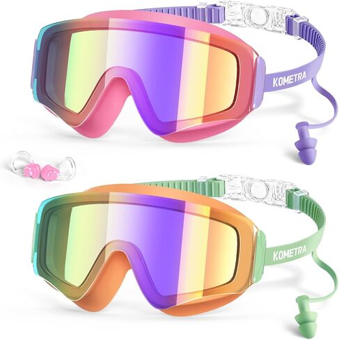 2 Pack Kids Swim Goggles for 3-15, Anti Fog UV Protection Pool Water Swimming Goggles for Boys Girls Toddler in Saudi Arabia