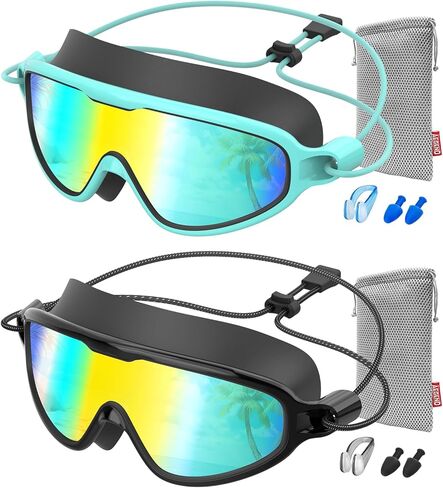 Aegend Kids Swim Goggles with Bungee Strap No Leaking Anti Fog Youth Adult Swimming Goggles with Quick Adjust Ages 6-14 in Kuwait