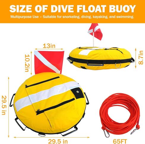 عوامة غطس مع علم، أصفر وأبيض، علامة أمان قابلة للنفخ بحبل in Kuwait